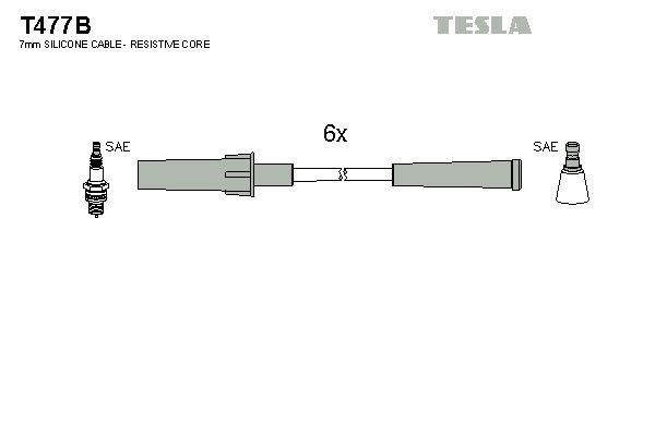 Дроти запалювання Tesla T477B для Chrysler / Dodge Voyager; Jeep Wrangler; Volkswagen Routan (3.3 / 3.8) (EGA; EGH; EGM; EGT; CGUA) - Фото 2