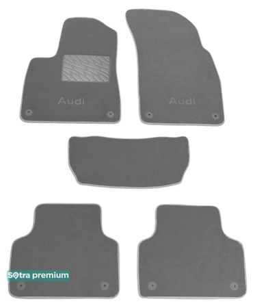 Двухслойные коврики Sotra Premium Grey для Audi Q7/SQ7 (mkII)(1-2 ряд)(2 ряд с клипсами) 2015→ - Фото 1