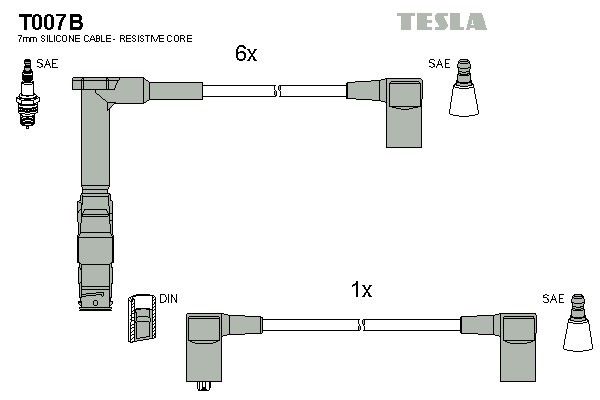 Дроти запалювання Tesla T007B для Mercedes-Benz E-Class (W124) / S-Class (W140) / SL-Class (R129) (3.2) - Фото 2