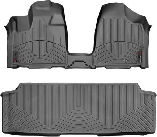 Коврики Weathertech Black для Dodge Grand Caravan (mkV)(1-2 row)(no console)(2 row bench)(no Stow & Go or Swivel & Go seats) 2012→ - Фото 1