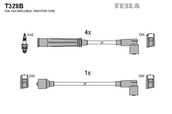 Дроти запалювання Tesla T328B для Suzuki SJ410 / SJ413 / Swift (1.0 / 1.3) (F10A; G13A) - Фото 2