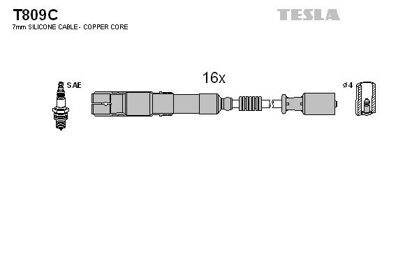 Дроти запалювання Tesla T809C для Mercedes-Benz C/CLK/CLS/E/M/R/S/SL/SLK/SLR-Class (W292;W203;C208;C209;C219;W210;W211;W463;W163;W164;W220;W251;R129;R230;R171;R199) - Фото 2