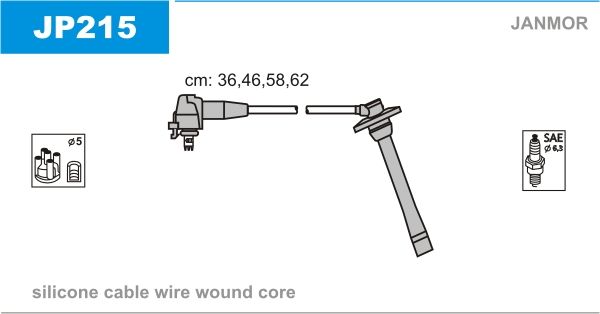 Дроти запалювання Janmor JP215 для Toyota Corolla 1.3XLi (4E-FE) / Paseo 1.5 16V (5E-FE) - Фото 1