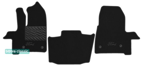 Двошарові килимки Sotra Classic Black для Ford Transit/Tourneo Custom (mkI)(1 ряд) 2017→ - Фото 1