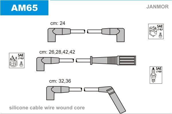 Дроти запалювання Janmor AM65 для Jeep Cherokee 4.0 (ERH / MX) / Comanche 4.0 / 4.0 4x4 (ERH) - Фото 1