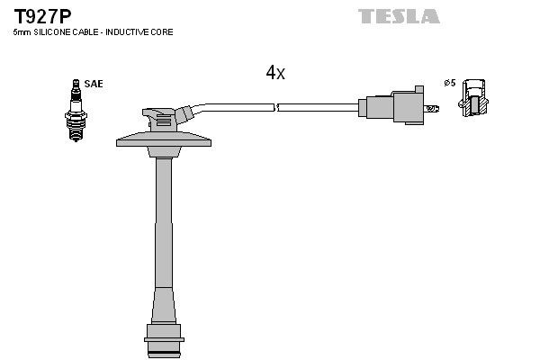 Дроти запалювання Tesla T927P для Toyota Avensis 2.0 (3S-FE) / Camry 2.2 (5S-FE) / Picnic 2.0 (3S-FE) / RAV4 2.0 (3S-FE) / Solara 2.2 (5S-FE) - Фото 2