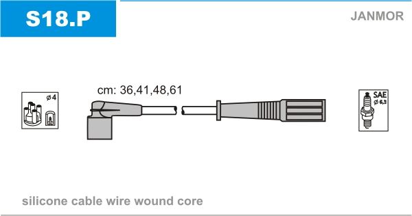 Провода зажигания JanMor S18 для Лада 2110-2112  (1.5) / 2120 / 2121 / 2123 (1.7) - Фото 1