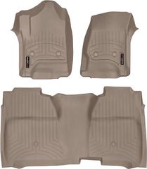 Коврики Weathertech Beige для Chevrolet Silverado (double cab)(mkIII)(no 4x4 shifter)(with full console)(extended 2 row) 2014→