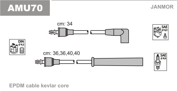 Провода зажигания Janmor AMU70 для Chrysler Voyager 2.0 (C00) / 2.4 (B00) - Фото 1