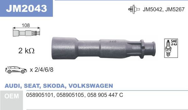 Наконечник котушки запалювання Janmor JM2043 для Audi; Seat; Skoda; Volkswagen [058905101; 058905105; 058905447C] - Фото 2