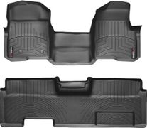 Коврики WeatherTech Black для Ford F-150 (mkXII)(extended cab)(no 4x4 shifter)(1 row - 1pc.)(no console)(with air vents to 2 row)(2 fixing posts) 2010-2014 - Фото 1