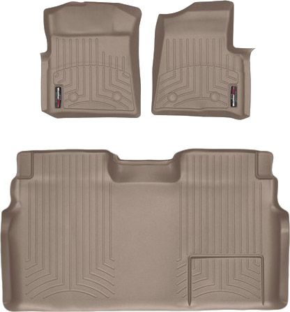 Коврики WeatherTech Beige для Ford F-150 (mkXII)(double cab)(no 4x4 shifter)(no air vents to 2 row)(4 fixing posts) 2010-2014 - Фото 1