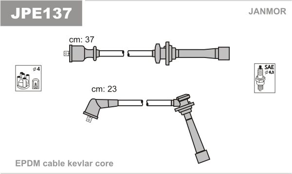 Дроти запалювання Janmor JPE137 для Kia Carens 1.8 (T8) / Sephia 1.5 16V (B5) / Shuma 1.5 - Фото 1