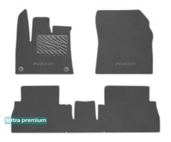 Двухслойные коврики Sotra Premium Grey для Peugeot Rifter (mkIII)(пассажир без регулировок)(круглые клипсы) 2018→