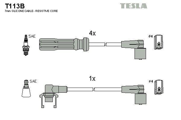 Дроти запалювання Tesla T113B для Volvo 740 2.0 / 2.3 (B200K; B23A; B230F) - Фото 2