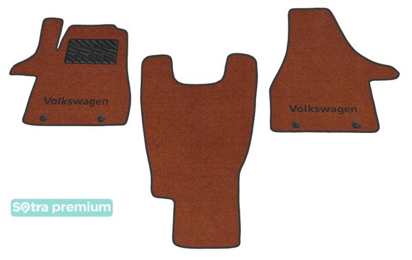 Двошарові килимки Sotra Premium Terracotta для Volkswagen Transporter / Caravelle / Multivan (T5-T6)(1 ряд - 2 місця)(4 кліпси)(1 ряд) 2003→ - Фото 1
