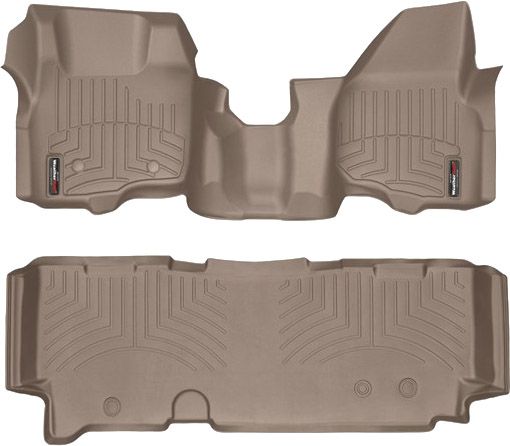 Коврики Weathertech Beige для Ford Super Duty (extended cab)(mkIII)(no 4x4 shifter)(1 row - 1pc.)(no dead pedal) 2011-2012 automatic - Фото 1