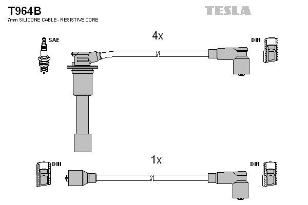 Дроти запалювання Tesla T964B для Mazda 323C / 323F / 323S (1.8 16V / 1.8 16V Turbo) - Фото 2