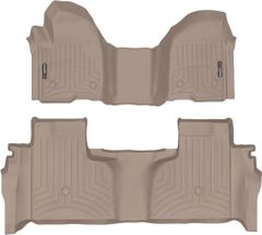 Коврики Weathertech Beige для Chevrolet Silverado (mkIV); GMC Sierra (mkV)(double cab)(1 row bench seats)(with storage under 2 row) 2019→