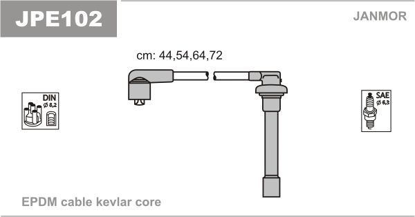 Дроти запалювання Janmor JPE102 для Acura Integra 1.6 (D16A1 / D16A3) / 1.6 (D16A8) / Acura CL - Фото 1