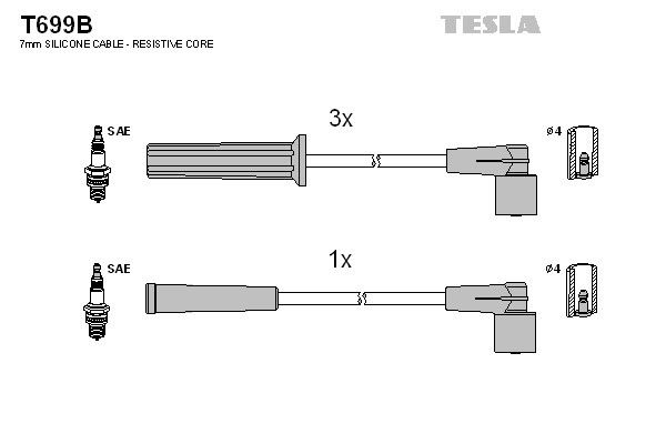 Провода зажигания Tesla T699B для Chevrolet Aveo; Daewoo / ЗАЗ Chance / Lanos / Vida (1.5) (A15SMS; F15S3) - Фото 2