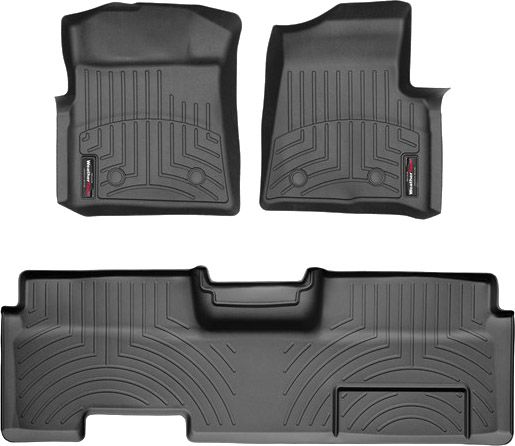 Коврики WeatherTech Black для Ford F-150 (mkXII)(extended cab)(no 4x4 shifter)(not full console or no console)(no air vents to 2 row)(4 fixing posts) 2010-2014 - Фото 1