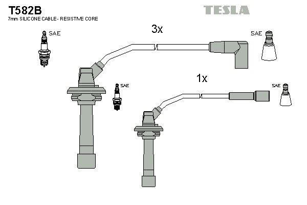 Дроти запалювання Tesla T582B для Subaru Forester / Impreza (2.0 S Turbo / 2.0i Turbo) (EJ205; EJ20G) - Фото 2