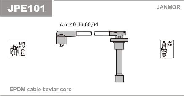 Дроти запалювання Janmor JPE101 для Honda Accord 2.3 (F23Z5) / CR-X 1.6 16V (ED9)(D16A8 / D16A9) - Фото 1