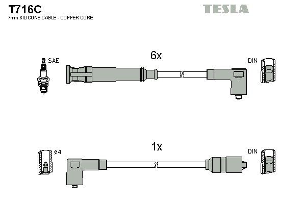 Дроти запалювання Tesla T716C для BMW 5-series (E28)(525i / 528i) / 6-series (E24)(628CSi) / 7-series (E23)(728i) - Фото 2