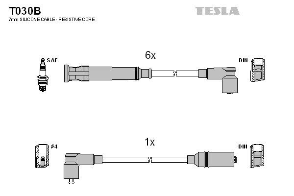 Дроти запалювання Tesla T030B для BMW 5-series (E28)(525i / 528i) / 6-series (E24)(628CSi) / 7-series (E23)(728i) - Фото 2