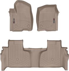 Коврики Weathertech Beige для Chevrolet Silverado (mkIV); GMC Sierra (mkV)(double cab)(1 row bucket)(with storage under 2 row) 2019→