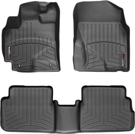 Коврики Weathertech Black для Toyota Corolla (US)(E140)(with vens under seats) / Matrix (mkII); Pontiac Vibe (mkII)(2WD) 2009-2014 automatic - Фото 1
