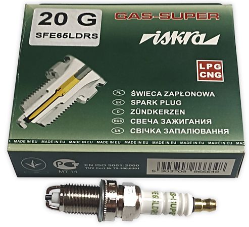 Свеча зажигания Iskra Gas Super 20G (SFE65LDRS) - Фото 1
