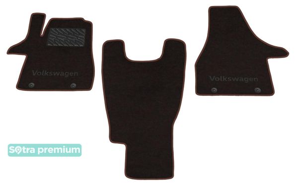 Двошарові килимки Sotra Premium Chocolate для Volkswagen Transporter / Caravelle / Multivan (T5-T6)(1 ряд - 2 місця)(4 кліпси)(1 ряд) 2003→ - Фото 1