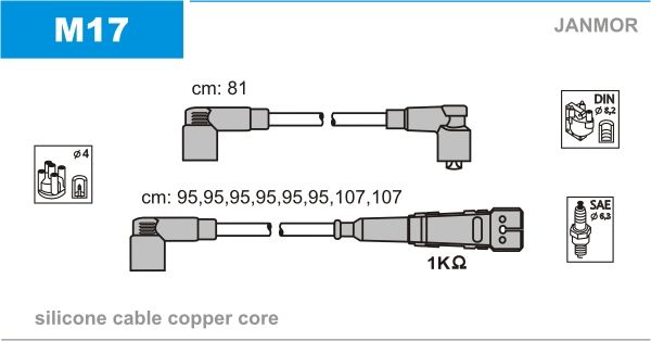 Дроти запалювання Janmor M17 для Mercedes-Benz S-Class (W116)(3.5SE / 3.5SEL) - Фото 1