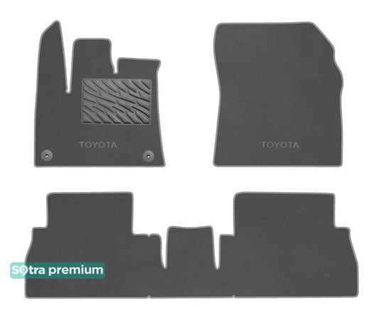 Двошарові килимки Sotra Premium Grey для Toyota ProAce City (mkI)(пасажир з регулюванням)(круглі кліпси) 2019→ - Фото 1
