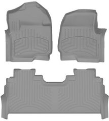 Коврики WeatherTech Grey для Ford Super Duty (mkV)(SuperCrew)(1 ряд - раздельный)(с местом для хранения под 2 рядом) 2023→