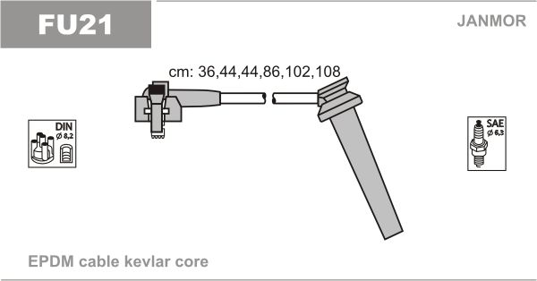 Провода зажигания Janmor FU21 для Ford Cougar 2.5 V6 24V (LCBA / LCBB / LCBC / LCBE) / 2.5 ST 200 (SGA) - Фото 1