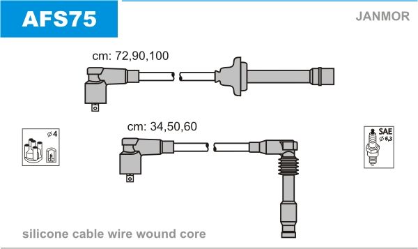 Дроти запалювання Janmor AFS75 для Alfa Romeo Spider 3.0 V6 (AR16101 / AR16102) - Фото 1