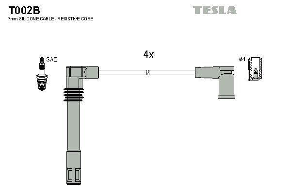 Дроти запалювання Tesla T002B для Audi A3; Skoda Octavia (1.8) (AGN; APG) - Фото 2