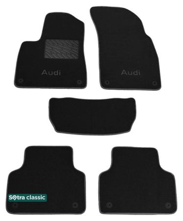 Двошарові килимки Sotra Classic Black для Audi Q7/SQ7 (mkII)(1-2 ряд)(2 ряд з кліпсами) 2015→ - Фото 1