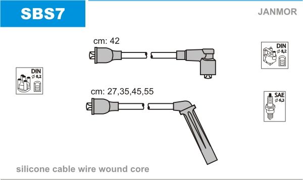 Дроти запалювання Janmor SBS7 для Saab 900 Turbo 16V (B202XL) / 9000 2.0 16V (B202XI) - Фото 1