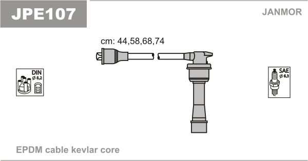 Дроти запалювання Janmor JPE107 для Hyundai Elantra 1.6.e. 16V (G4CR) / 1.8.e. 16V (G4CN) - Фото 1