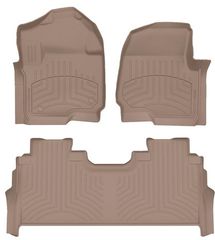 Коврики WeatherTech Beige для Ford Super Duty (mkV)(SuperCrew)(1 ряд - раздельный)(с местом для хранения под 2 рядом) 2023→