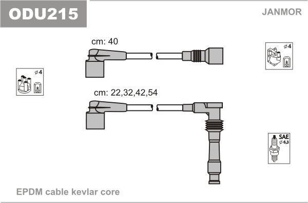 Дроти запалювання Janmor ODU215 для Opel Astra (F) 2.0 16V (C20XE) / Calibra 2.0 (C20LET) / Kadett 2.0 / Vectra (A) 2.0 - Фото 1