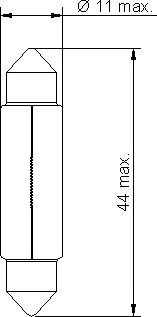 Автомобільна лампа Tesla B86202 тип C10W (44 мм)(12V; 10W; SV8,5-8) - Фото 2