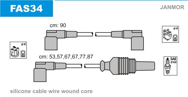 Дроти запалювання Janmor FAS34 для Lancia 2.85 V6i.e. (834 E. 000 / 834 E. 146) - Фото 1