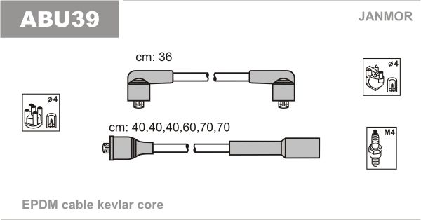 Дроти запалювання Janmor ABU39 для Volkswagen LT 28-35 2.4 / 2.4 4WD (DL) / 2.4 (1E) - Фото 1