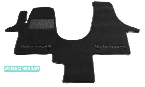 Двошарові килимки Sotra Premium Black для Volkswagen Transporter / Caravelle / Multivan (T5-T6)(з кліпсами)(1 ряд) 2003→ - Фото 1