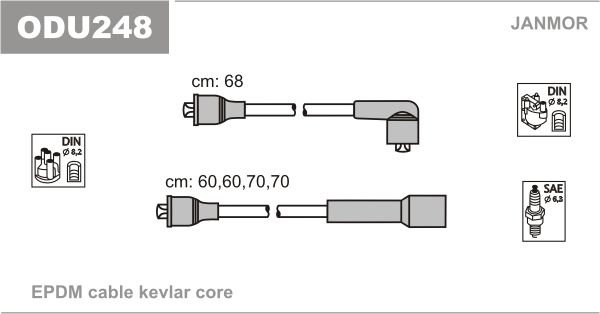 Дроти запалювання Janmor ODU248 для Opel Ascona (B) 1.2S (12 S) / 1.2 - Фото 1